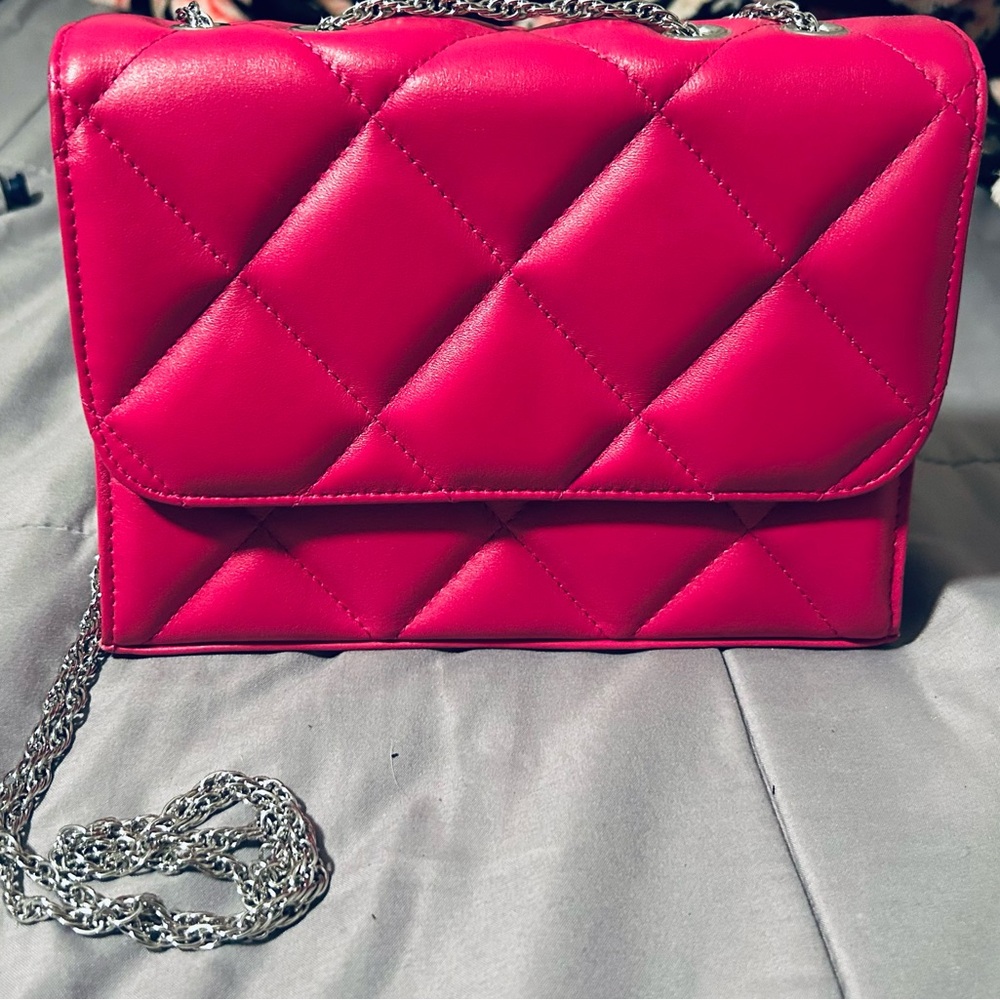 Quilted Pink Chain Shoulder Bag
